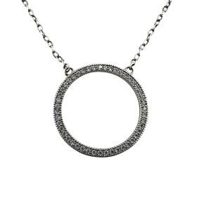 925 Sterling Silver Cubic Zirconia Modern Suspended Ring Pendant 18" Necklace